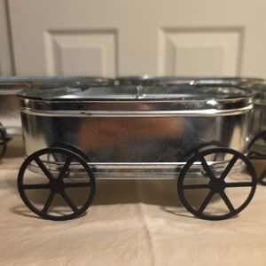 Silver Metal Wagon Planter
